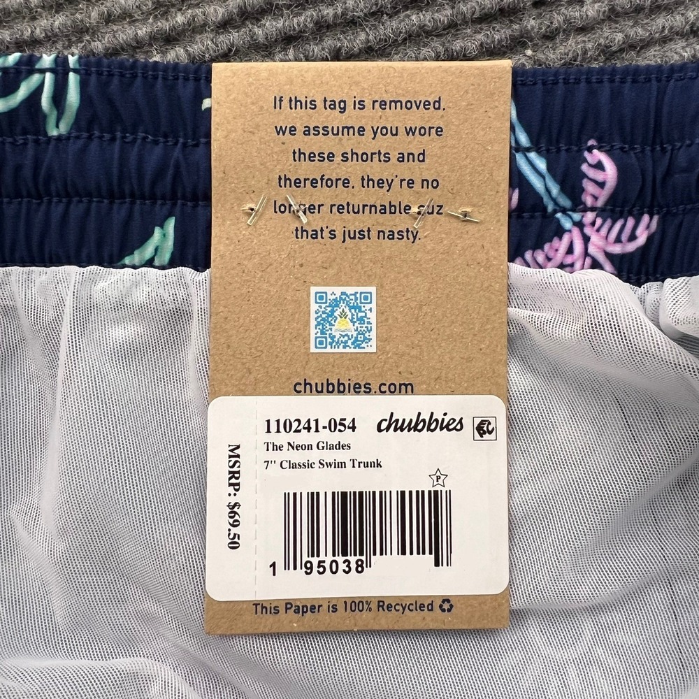 Chubbies Men's Large The Neon Glades 7" Classic Swim Shorts 110241 NWT $69.50 - Picture 5 of 6